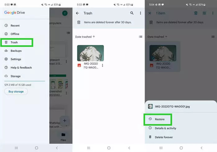 von Google Drive wiederherstellen | gelöschte videos android wiederherstellen
