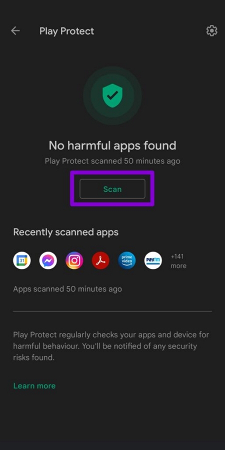 with Google Play Protect step 4 | android corrupted recovery