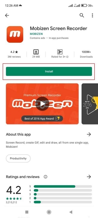 mit Mobizen Schritt 1 | Bildschirmaufzeichnung auf Android