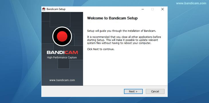 Bandicam Screen Recorder step 1 | record screen windows 10 without game bar