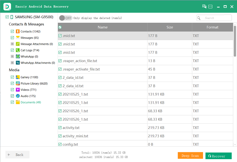 Eassiy Android Data Recovery step 5 | recover deleted samsung notes