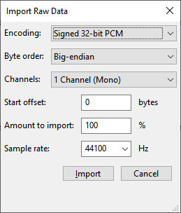 choose the import raw data parameters like encoding