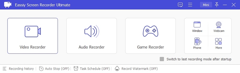 Eassiy Screen Recorder Ultimate step 1 | pc screen capture software