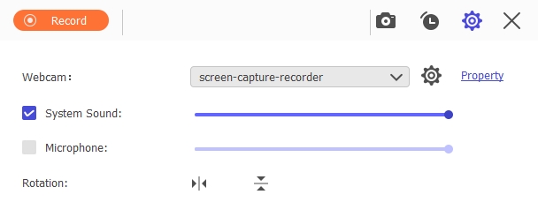 settings of webcame recorder