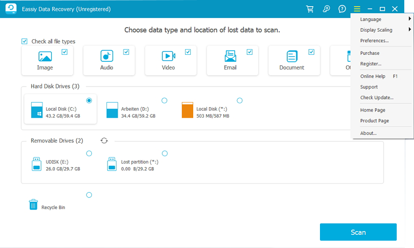 setting Eassiy data recovery