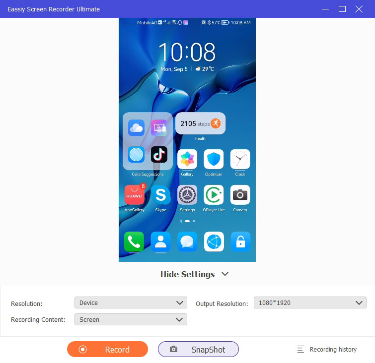 Android-Bildschirm Schritt 5 aufnehmen | mobizen Bildschirmrekorder pc