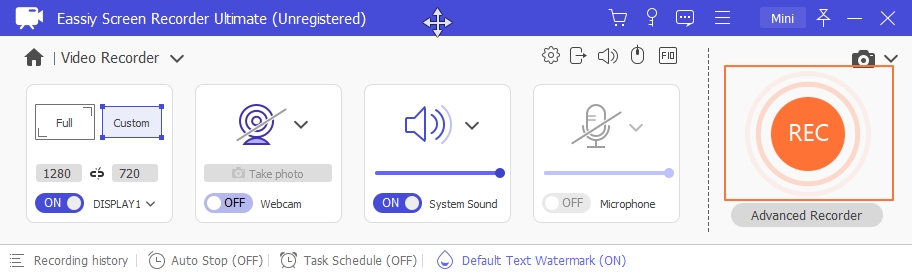 start recording with watermark