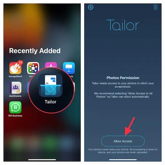 use Tailor step 1 | how to screenshot a whole page on iphone