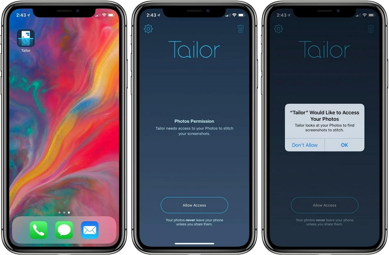 use Tailor | how to screenshot a whole page on iphone