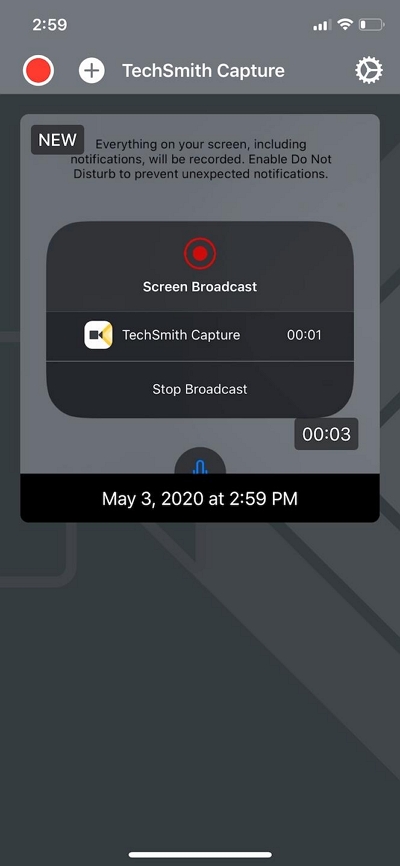 TechSmith Capture interface | screen recorder iphone