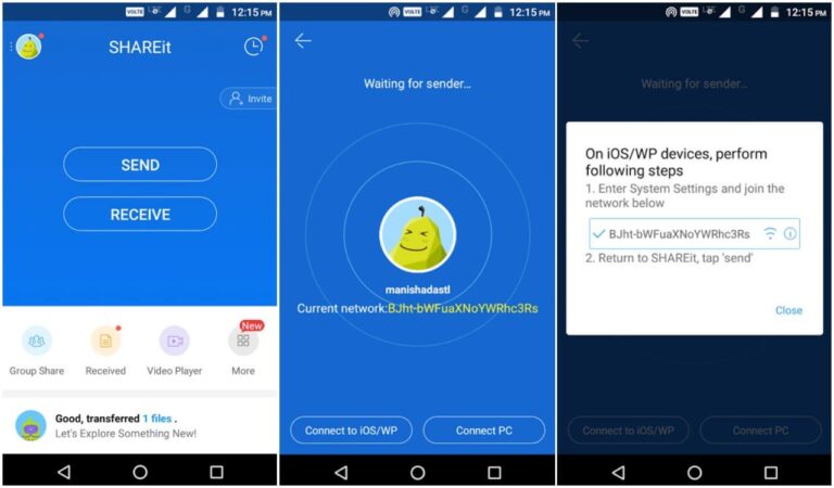 Using SHAREit | transfer data from android to iphone