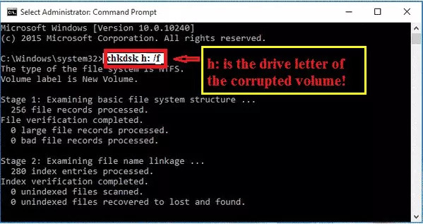 CHKDSK コマンドを使用する | 破損したSDカードの回復