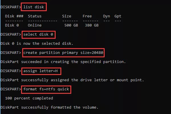CMD コマンドで Diskpart を使用する | 破損したSDカードの回復