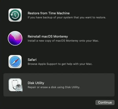 Use the Disk Utility Option | mac recovery mode