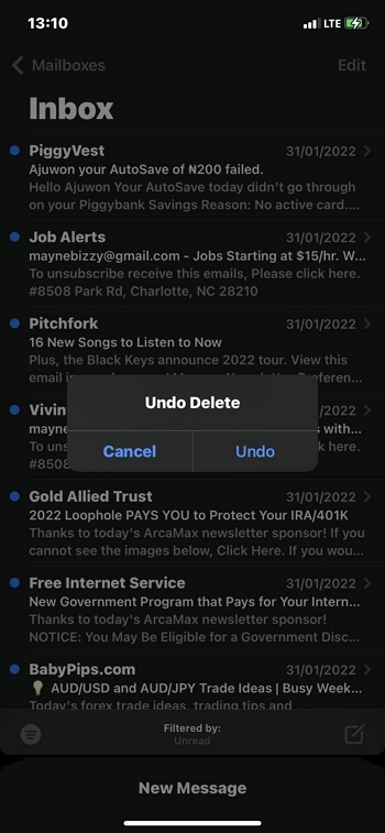 Using the Undo Feature step 2 | how to recover permanently deleted emails from gmail on iphone