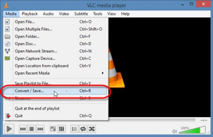 Using VLC step 1 | convert vob to mp4