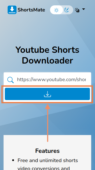 with ShortsMate step 2 | youtube to mp4