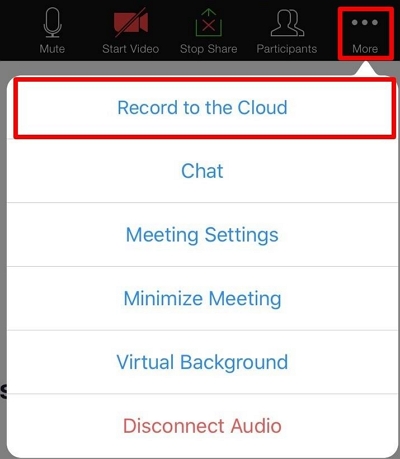 Zoom-Meetings in der Cloud aufzeichnen Schritt 2 | So zeichnen Sie Zoom-Meetings auf dem iPhone auf