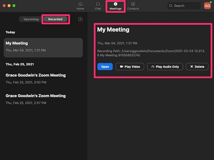 Zoom-Meetings in der Cloud aufzeichnen Schritt 3 | So zeichnen Sie Zoom-Meetings auf dem iPhone auf