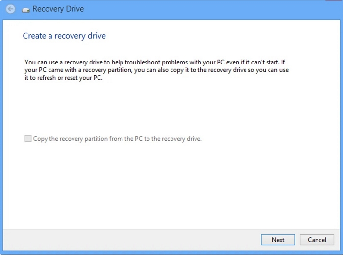 create windows 8 recovery drive step 2 | Disk Recovery