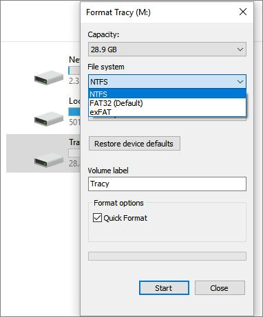 select format system | An external drive